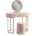 Туалетный столик с пуфом MEBEL ELITE ASHLEY, розовый / золотой фото thumb №1