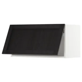 IKEA METOD МЕТОД, навісна шафа з нат мех відкривання, білий / ЛЕРХЮТТАН чорна морилка, 80x40 см 393.944.64 фото