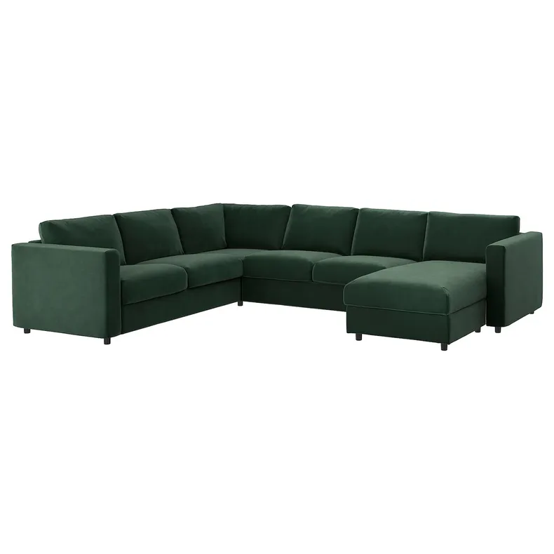 IKEA VIMLE ВИМЛЕ, 5-местный угловой диван, с шезлонгом/Djuparp темно-зеленый 194.341.40 фото №1