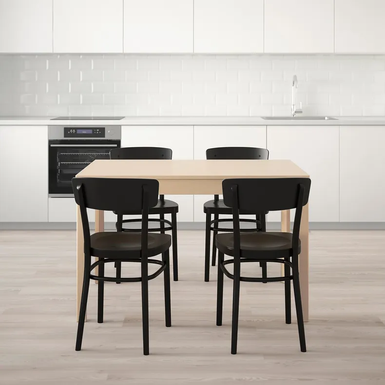 IKEA EKEDALEN ЕКЕДАЛЕН / IDOLF ІДОЛЬФ, стіл+4 стільці, береза/чорний, 120/180 см 092.214.60 фото №2