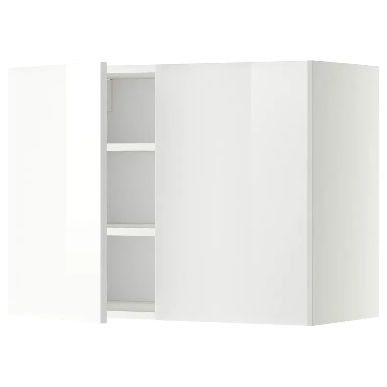 IKEA METOD МЕТОД, навесной шкаф с полками / 2дверцы, белый / Рингхульт белый, 80x60 см 394.670.35 фото №1