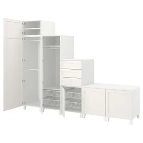 IKEA PLATSA ПЛАТСА, гардероб, 6дверцят+3шухляди, білий/САННІДАЛЬ білий, 300x57x231 см 694.878.57 фото