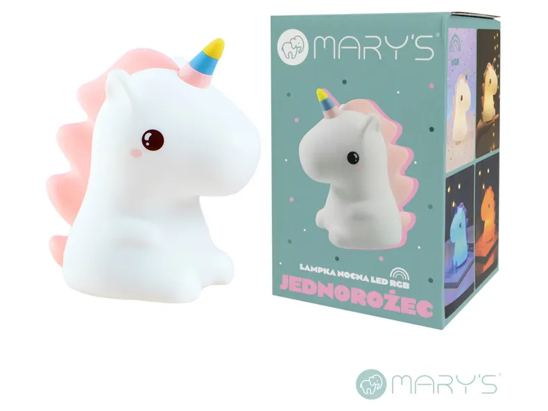 BRW Світлодіодна силіконова лампа Mary's Unicorn LED біло-рожева 096890 фото №4