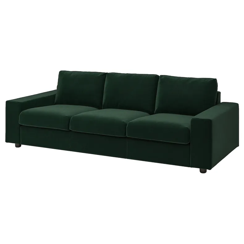 IKEA VIMLE ВІМЛЕ, чохол для 3-місного дивана, з широкими підлокітниками/Djuparp темно-зелений 394.326.68 фото №2