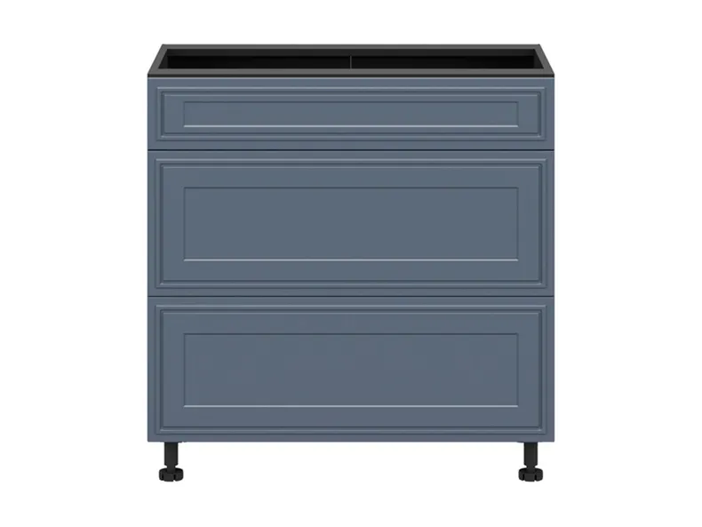 BRW Кухонный цокольный шкаф Verdi 80 см с выдвижными ящиками mystic matt, черный/матовый FL_D2S_80/82_2SMB/B-CA/MIM фото №1