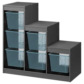 IKEA TROFAST ТРУФАСТ, комбинация д / хранения+контейнеры, серый / серо-голубой, 99x44x94 см 395.268.41 фото