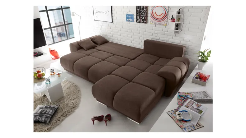 BRW Универсальный угловой диван Noti со спальной функцией и ящиком для хранения велюр коричневый NA-NOTI-LX.3DL.URC-G2_BD5554 фото №2