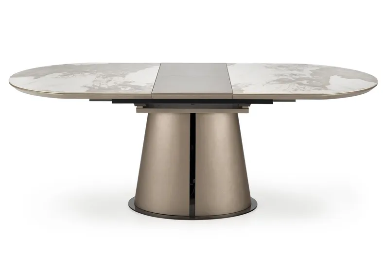 Раскладной стол HALMAR ROBINSON 160-200х90 см, бежевый мрамор / капучино / черный фото №12
