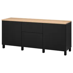 IKEA BESTÅ БЕСТО, модуль для зберігання із шухлядами, чорний / коричневий / Lappviken / Stubbarp чорний / коричневий, 180x42x76 см 394.404.61 фото