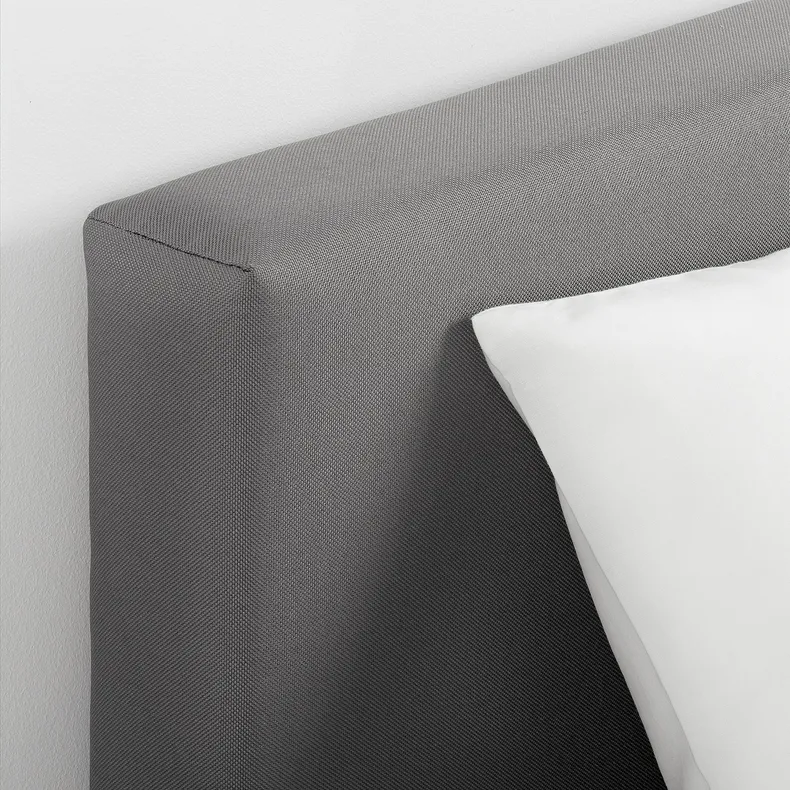 IKEA SVELGEN СВЕЛЬГЕН, каркас ліжка з оббивкою + матрац, з підголовником / сірий, 90x200 см 304.526.51 фото №4