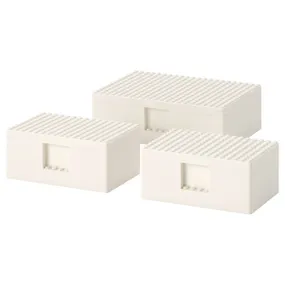 IKEA BYGGLEK БЮГГЛЕК, коробка LEGO® з кришкою, 3 шт, білий 703.721.86 фото