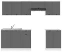 BRW Кухонний гарнітур Junona Line 240 см з побутовою технікою графіт, білий/графіт JUNONA_AGD_WER_2/240_BBL-BI/GF фото thumb №1