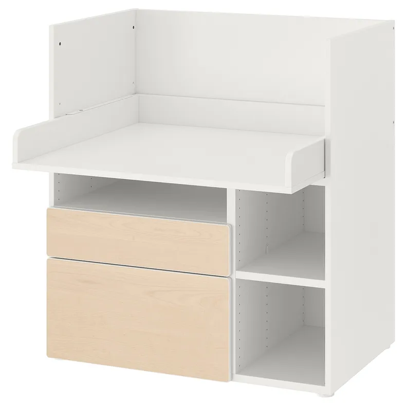 IKEA SMÅSTAD СМОСТАД, письменный стол, Белая береза с 2 выдвижными ящиками, 90x79x100 см 393.922.76 фото №1