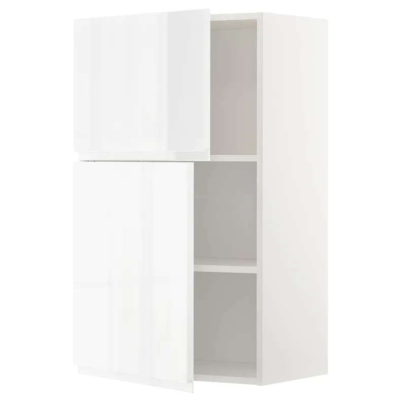 IKEA METOD МЕТОД, навісна шафа з полицями / 2 дверцят, білий / ВОКСТОРП глянцевий / білий, 60x100 см 794.546.82 фото №1