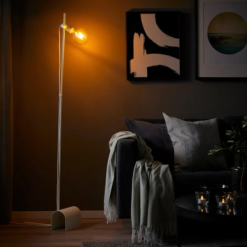 IKEA HÅRSLINGA ХОРСЛИНГА / LUNNOM ЛУННОМ, торшер с лампочкой, белое / прозрачное стекло 595.090.44 фото №3