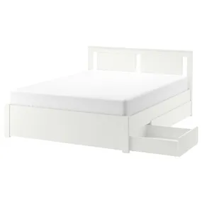 IKEA SONGESAND СОНГЕСАНД, каркас ліжка, 2 коробки для зберіг, білий / Ліндборн, 140x200 см 994.950.40 фото