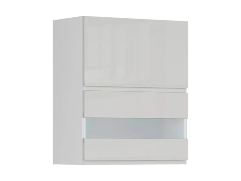 BRW Одиночна кухонна шафа 60 см з нахиленим дисплеєм світло-сірий глянець, альпійський білий/світло-сірий глянець FH_G2O_60/72_OV/O-BAL/XRAL7047 фото №2