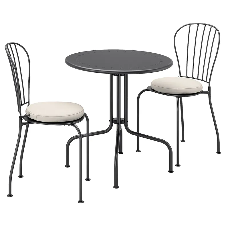 IKEA LÄCKÖ ЛЕККЕ, стіл+2 стільці, вуличний, сірий / Фрессон / Дувхольмен бежевий 392.690.16 фото №1