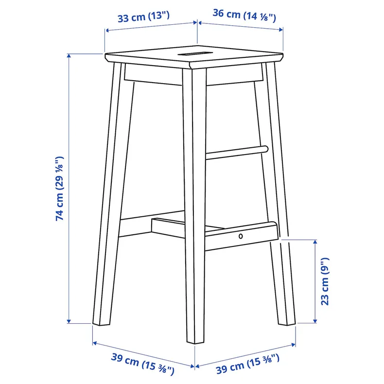 IKEA NILSOLLE НИЛЬСОЛЛЕ, табурет барный, береза, 74 см 104.621.23 фото №8