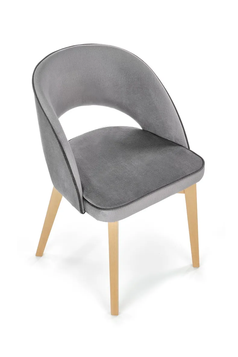 Кухонный стул бархатный HALMAR MARINO Velvet, серый MONOLITH 85 / дуб медовый фото №8