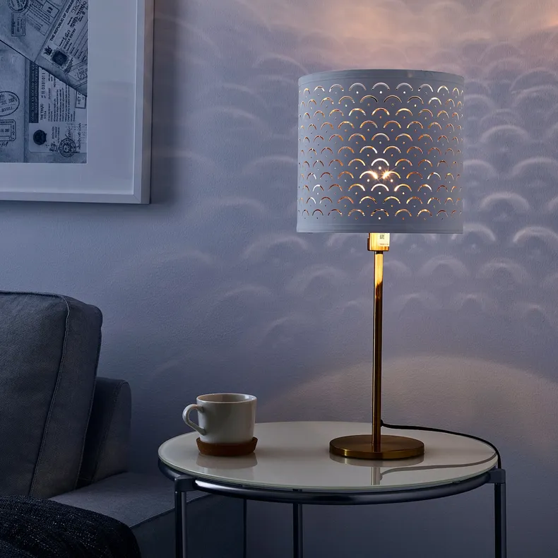 IKEA NYMÖ НИМО / SKAFTET СКАФТЕТ, лампа настольная, белая латунь / латунь, 24x30 см 093.193.10 фото №2