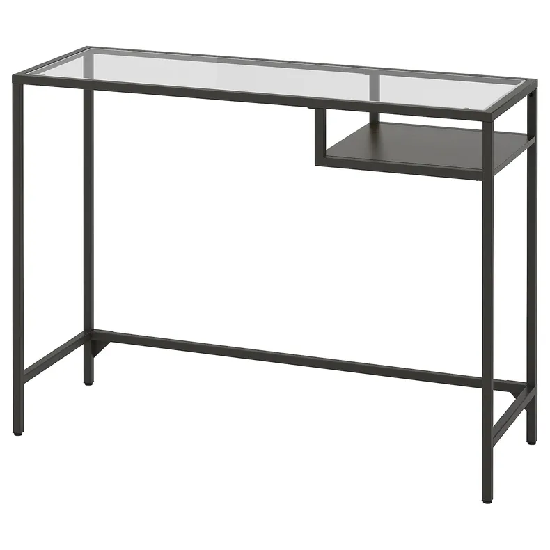 IKEA VITTSJÖ ВИТШЁ, туалетный столик, черно-коричневый / стекло, 100x36 см 802.213.52 фото №1