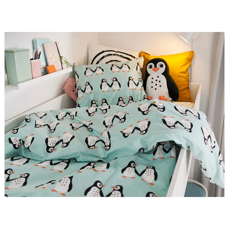 IKEA BLÅVINGAD БЛОВІНГАД, подушка, у формі пінгвіна чорний/білий, 40x32 см 205.283.69 фото №6