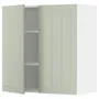 IKEA METOD МЕТОД, навесной шкаф с полками / 2дверцы, белый / светло-зеленый, 80x80 см 294.875.19 фото