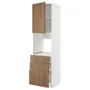 IKEA METOD МЕТОД / MAXIMERA МАКСИМЕРА, высокий шкаф д / духовки / дверь / 3ящика, белый / Имитация коричневого ореха, 60x60x220 см 195.197.28 фото