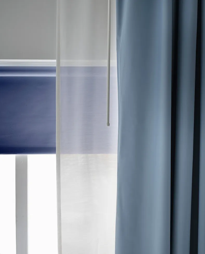IKEA BENGTA БЕНГТА, затемнювальні штори, 1 довжина, синій, 210x300 см 104.544.58 фото №8