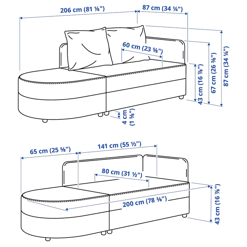 IKEA LINDÅKRA ЛИНДОКРА, 2-местный диван-кровать, Виссл темно-серый 205.826.10 фото №6