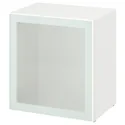 IKEA BESTÅ БЕСТО, стеллаж со стеклянн дверью, белое стекловик / белое / светло-зеленое матовое стекло, 60x42x64 см 994.891.24 фото thumb №1