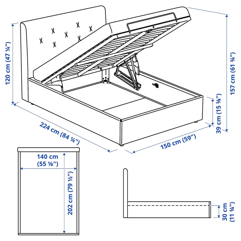 IKEA IDANÄS ИДАНЭС, тахта с обивкой, Naggen бежевый, 140x200 см 105.880.85 фото №8