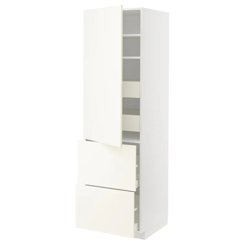 IKEA METOD МЕТОД / MAXIMERA МАКСИМЕРА, высокий шкаф+полки / 4ящ / двр / 2фасада, белый / Вальстена белый, 60x60x200 см 295.074.14 фото №1