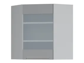BRW Угловой верхний кухонный шкаф Iris 60 см с витриной правый ferro, гренола серый/ферро FB_GNWU_60/72_PV-SZG/FER фото