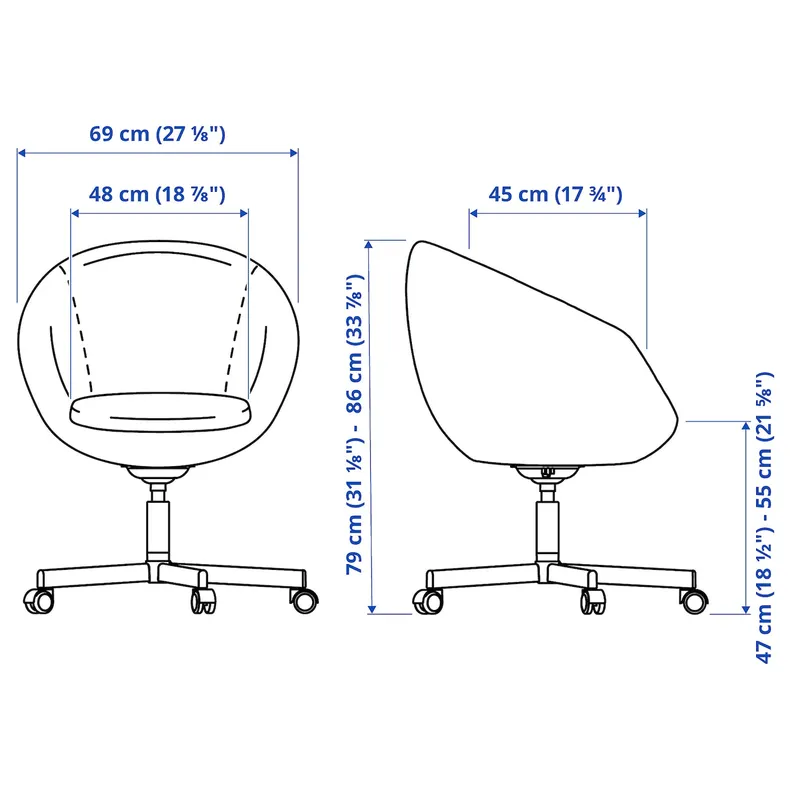 IKEA SKRUVSTA СКРУВСТА, обертовий стілець, ВІССЛЕ сірий 302.800.04 фото №7
