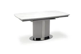 Раскладной стол HALMAR DANCAN 160-220x90 см, белый мрамор / ясен / светлый ясен / черный фото