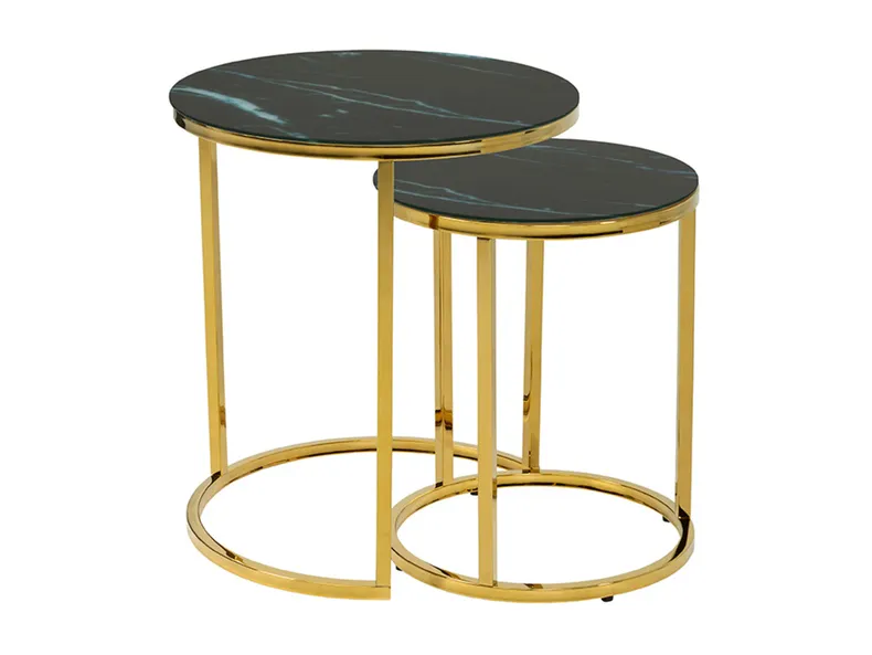 BRW Kamza, Комплект из двух столов, чёрный/золотой BLACK фото №2