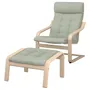 IKEA POÄNG ПОЕНГ, крісло та підставка для ніг, білений дубовий шпон / ГУННАРЕД світло-зелений 695.019.38 фото