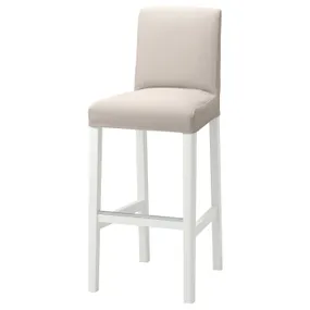 IKEA BERGMUND БЕРГМУНД, барний стілець зі спинкою, білий / бежевий галантерейний, 75 см 693.882.11 фото