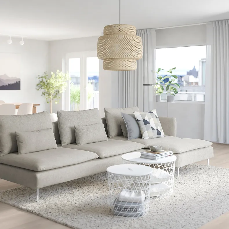 IKEA SÖDERHAMN СЕДЕРХАМН, 4-місний диван, з шезлонгом і відкритим торцем / Віарп бежевий / коричневий 293.058.16 фото №2