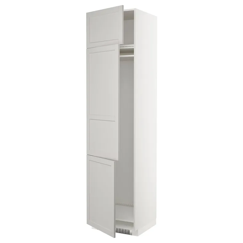 IKEA METOD МЕТОД, высокий шкаф д / холод / мороз / 3 дверцы, белый / светло-серый, 60x60x240 см 594.680.72 фото №1