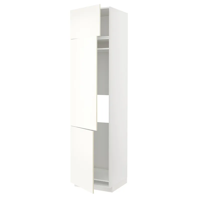 IKEA METOD МЕТОД, высокий шкаф д / холод / мороз / 3 дверцы, белый / Вальстена белый, 60x60x240 см 995.073.64 фото №1