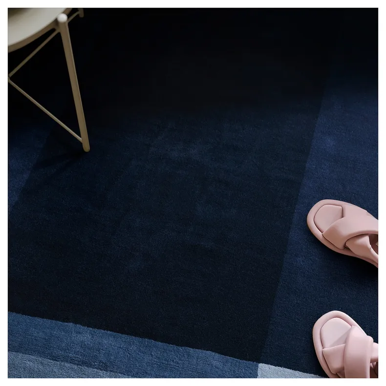 IKEA GNETGRÄS ГНЕТГРЕС, килим, короткий ворс, темно-синій / ручна робота, 200x300 см 905.707.55 фото №3