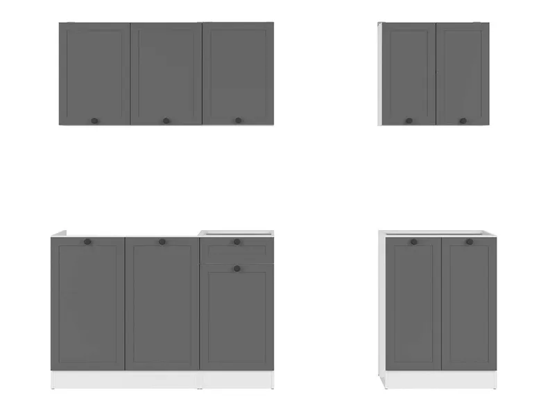 BRW кухонний гарнітур Junona Line A 180 см графіт, білий/графіт JUNONA_MODUL_WER_2/180A_BBL-BI/GF фото №1