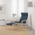IKEA POÄNG ПОЭНГ, кресло, Шпон дуба, окрашенный в белый / темно-синий цвет 092.865.88 фото thumb №2
