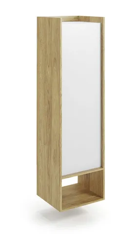 Книжный шкаф HALMAR MOBIUS 1D 50x41 см, корпус : натуральный гикори, фасады - альпийский белый фото