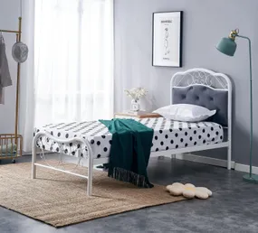 Ліжко односпальне HALMAR FABRIZIA 90x200 см, сірий/білий фото