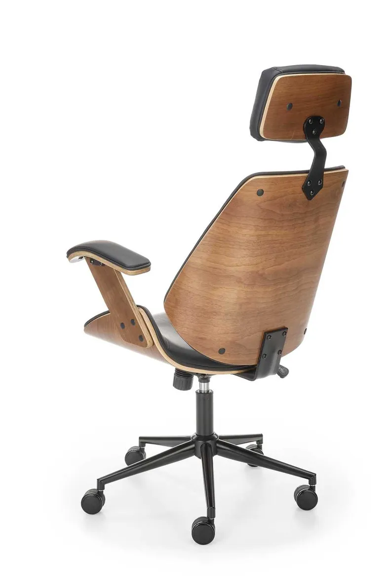 Крісло комп'ютерне офісне обертове HALMAR IGNAZIO, горіховий чорний, екошкіра фото №3