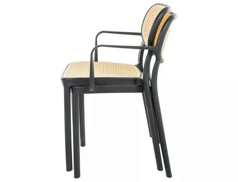 Кухонный стул пластиковый SIGNAL BALI II, эффект ротанга / черный фото №4